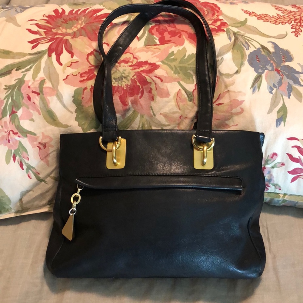LUXURY butter-soft Leather Bright Brushed Hardware Dual Handle Sachel Handbag